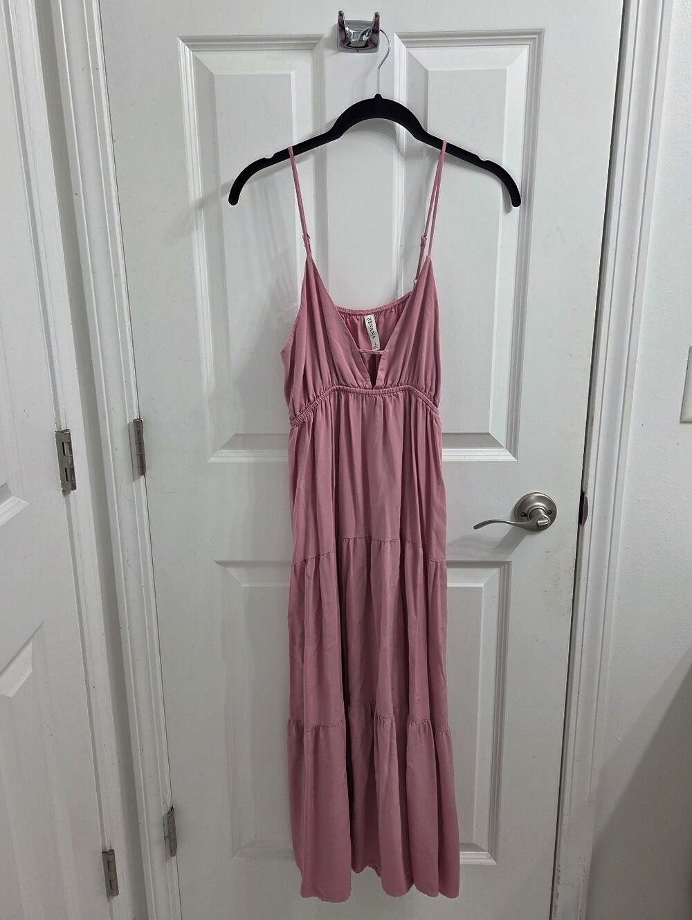 Zenana Outfitters Dusty Rose Tiered Spaghetti-Strap Maxi Dress